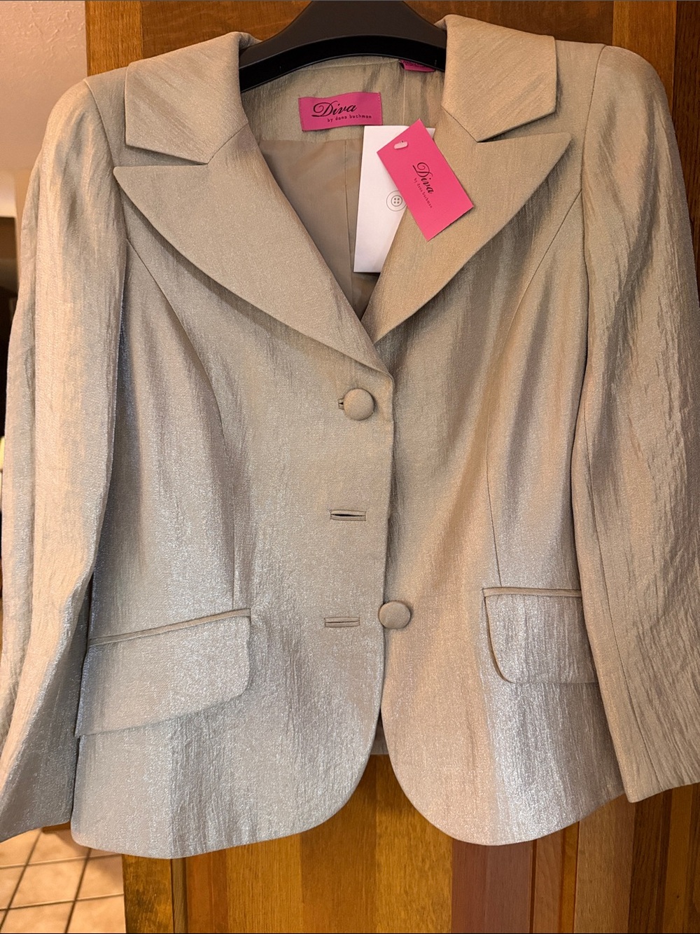 Diva Shimmery Light Silver Tailored Blazer